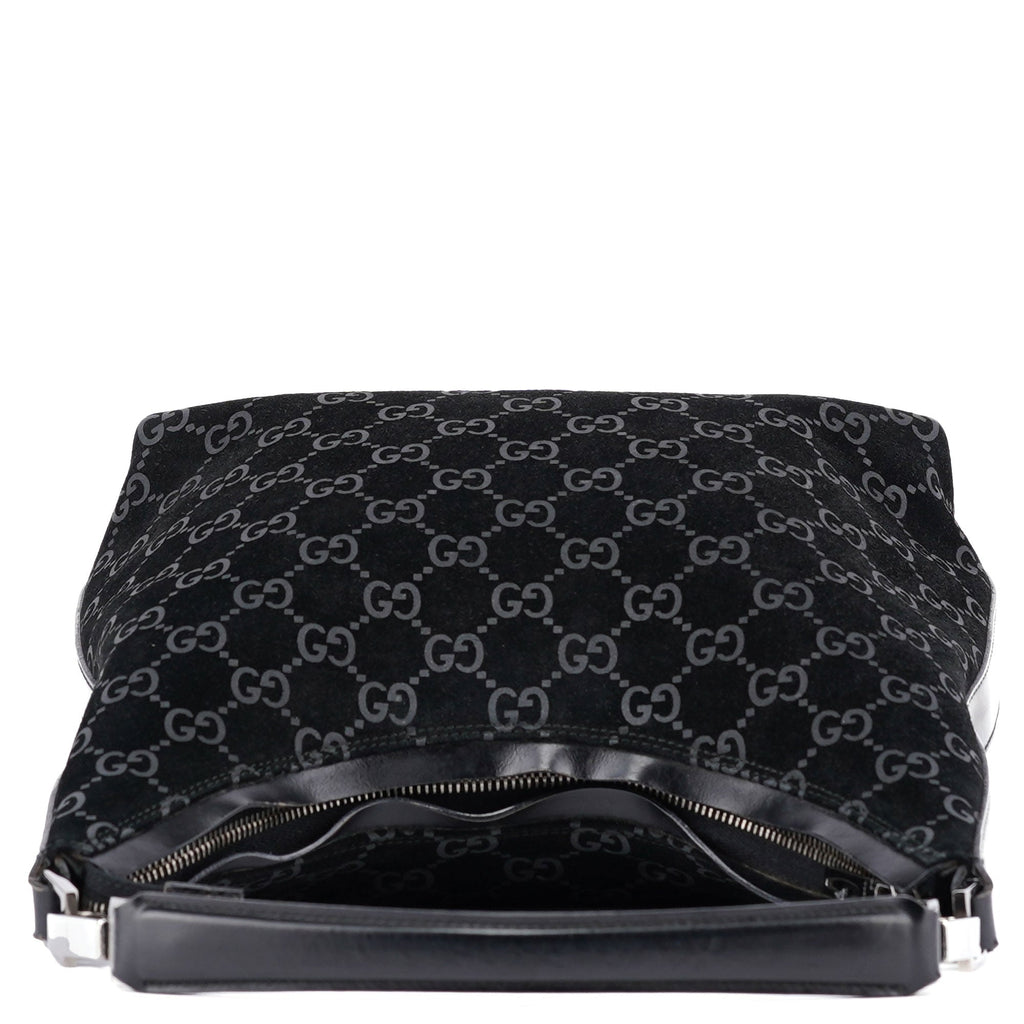 1997 Black GG Suede Shoulder Bag