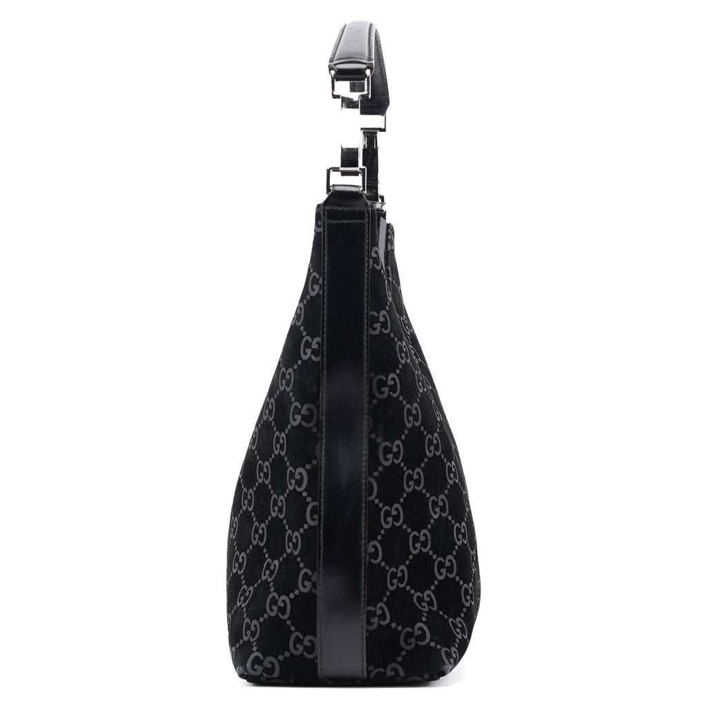 1997 Black GG Suede Shoulder Bag