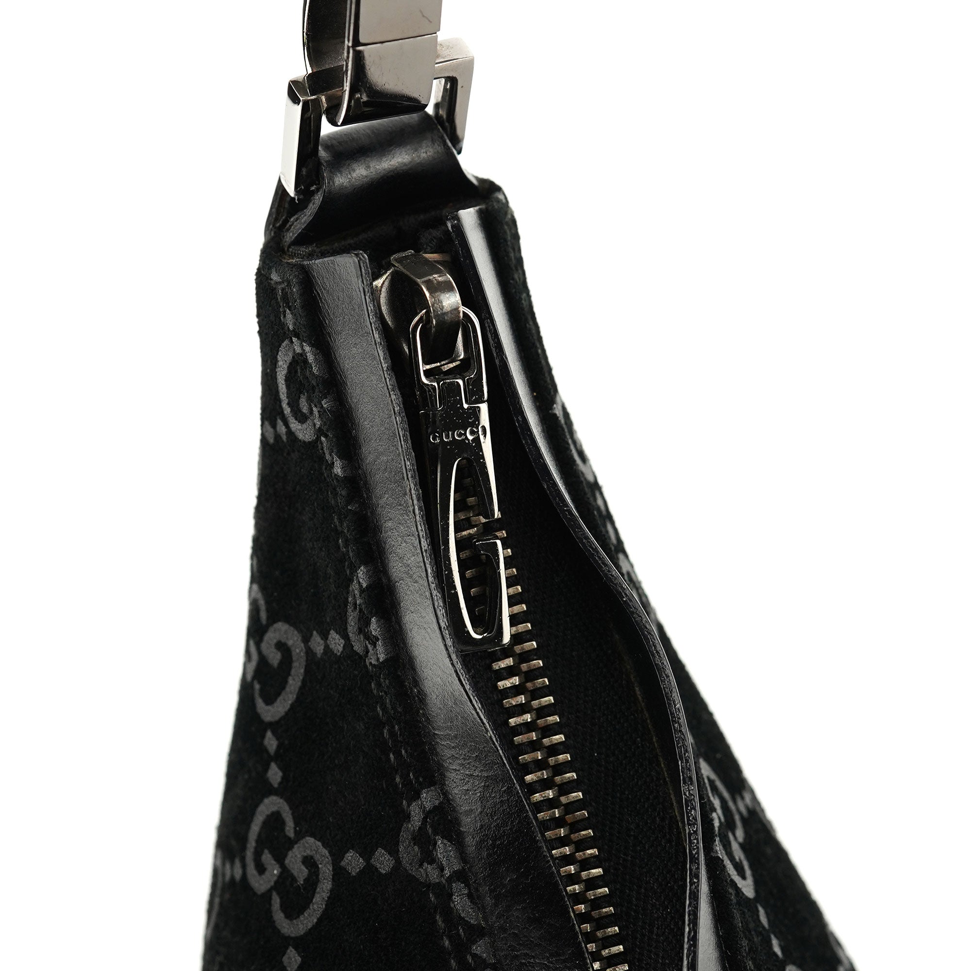 1997 Black GG Suede Shoulder Bag