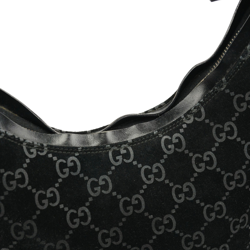 1997 Black GG Suede Shoulder Bag