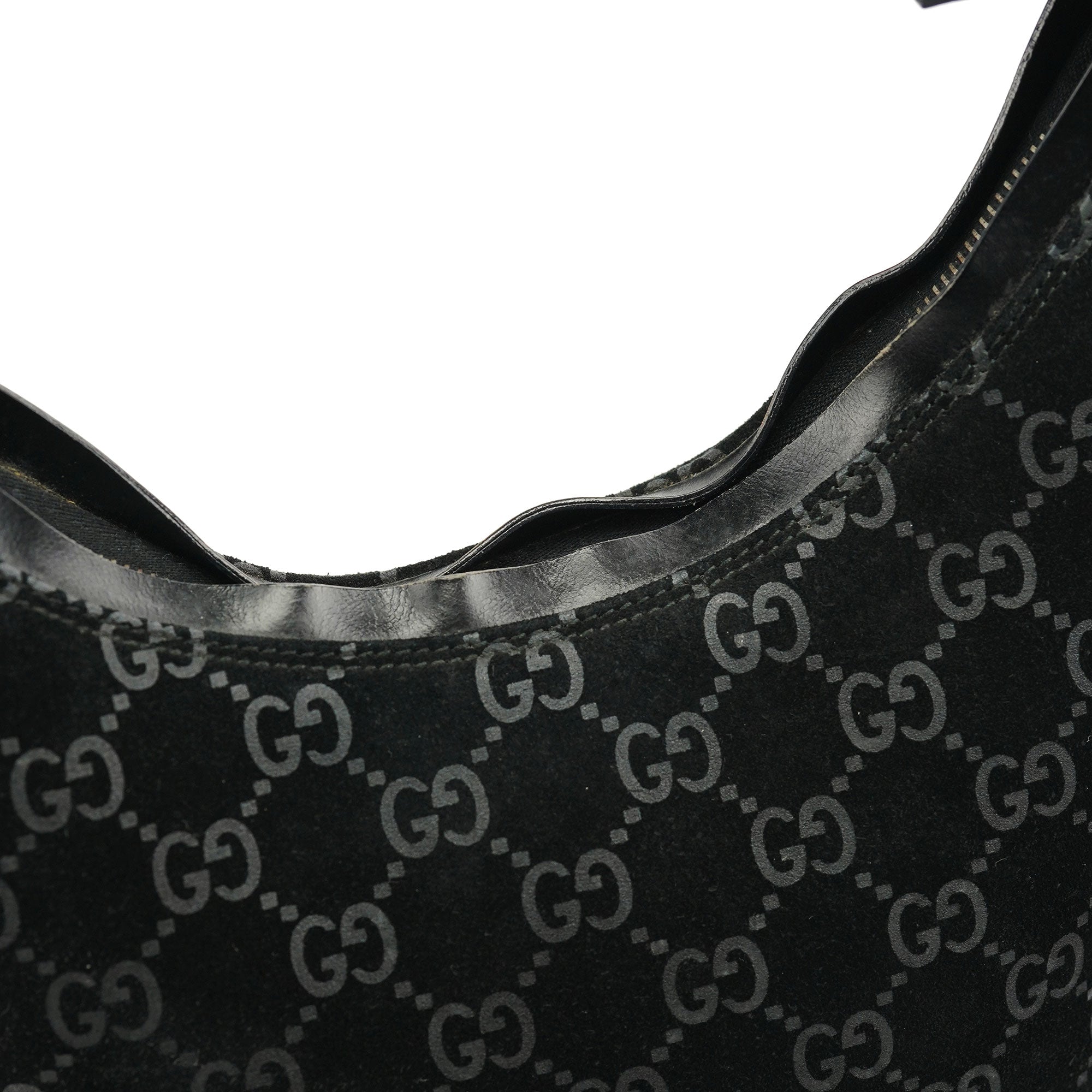 1997 Black GG Suede Shoulder Bag