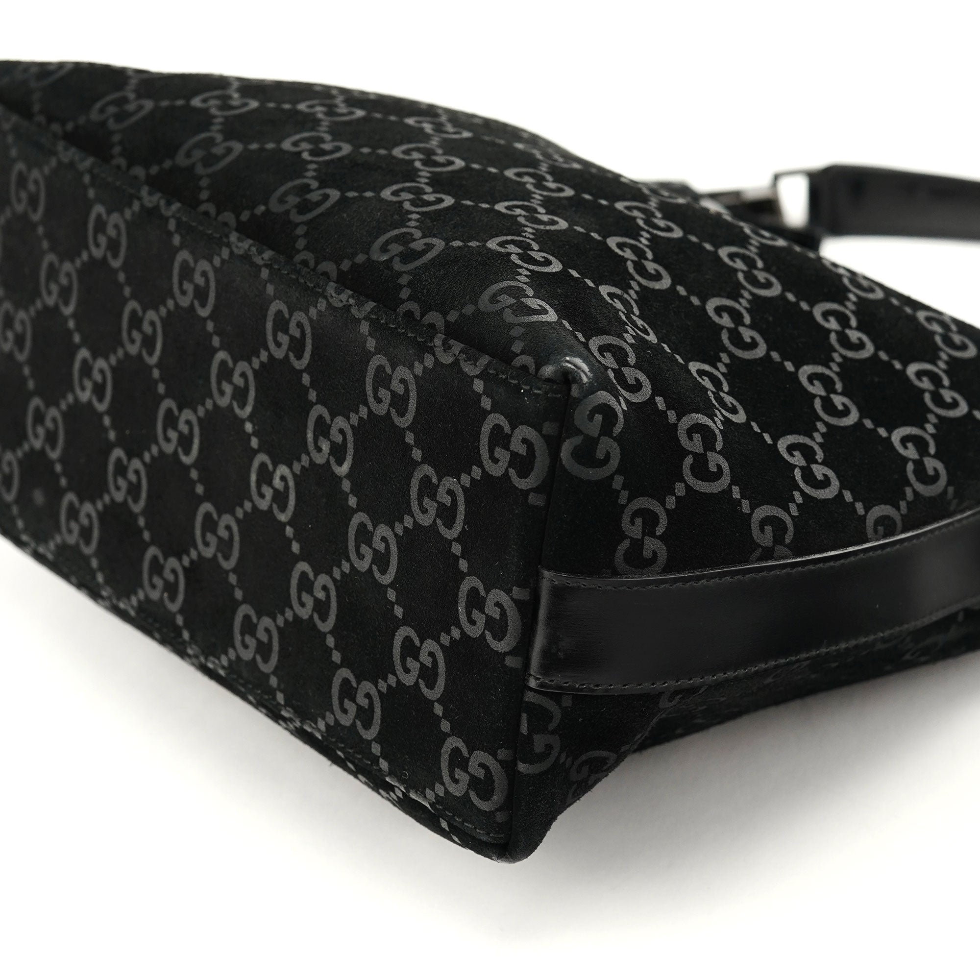 1997 Black GG Suede Shoulder Bag