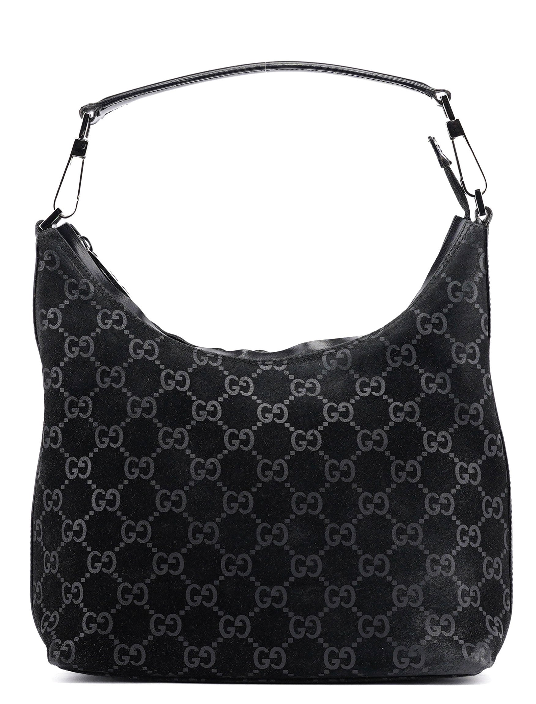 1997 Black GG Suede Shoulder Bag