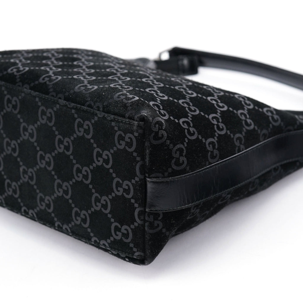 1997 Black GG Suede Shoulder Bag