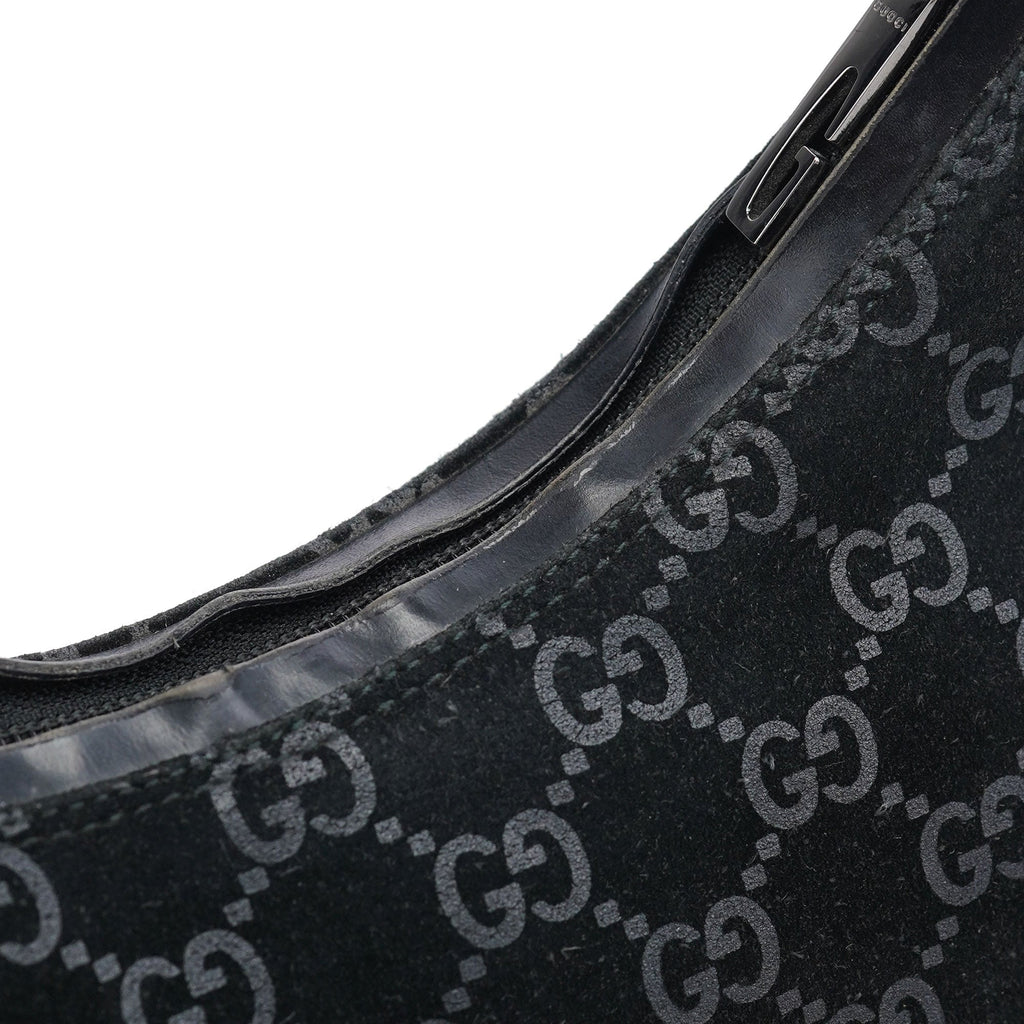 1997 Black GG Suede Shoulder Bag