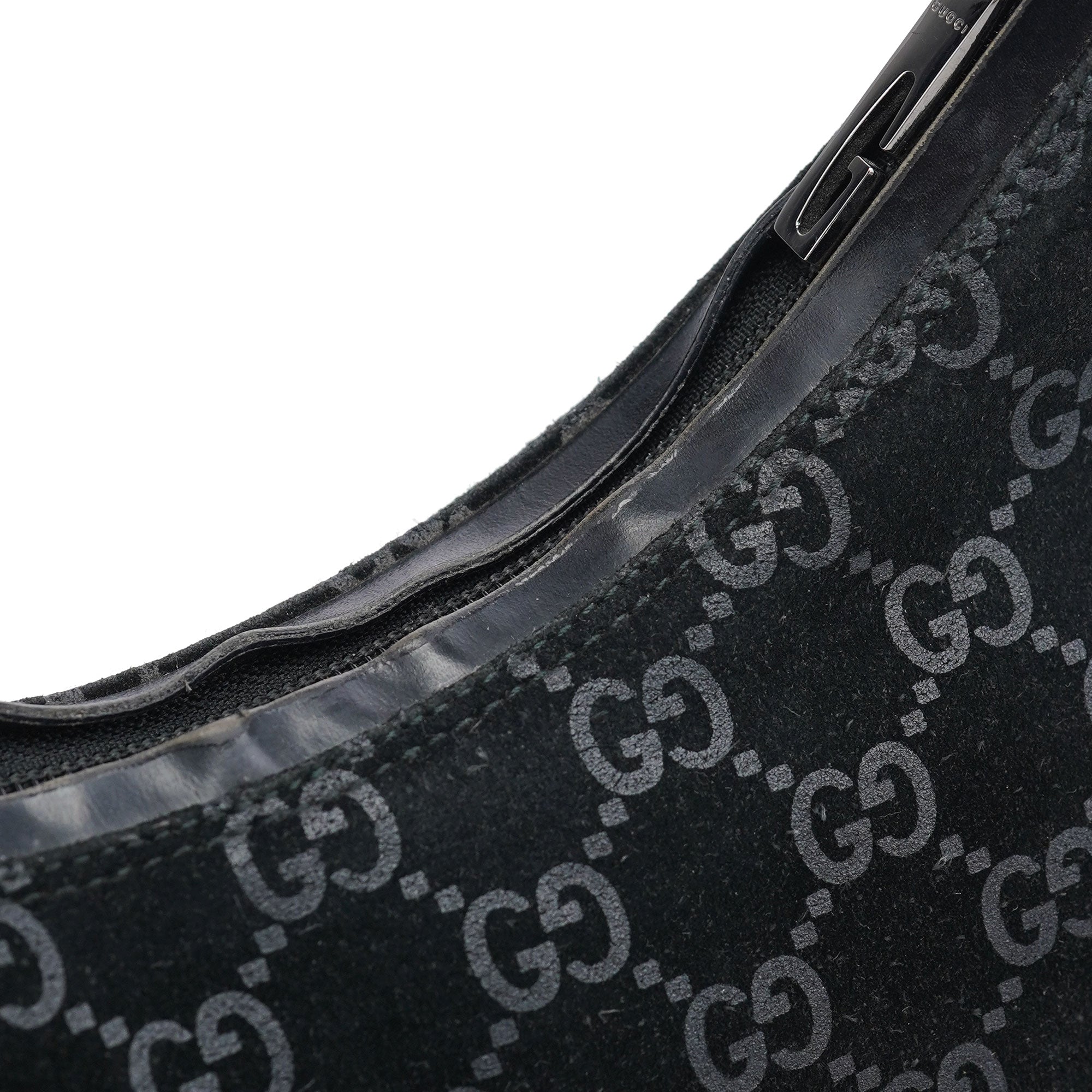 1997 Black GG Suede Shoulder Bag
