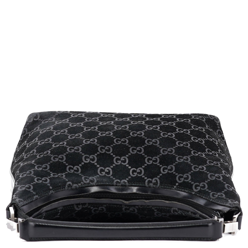 1997 Black GG Suede Shoulder Bag
