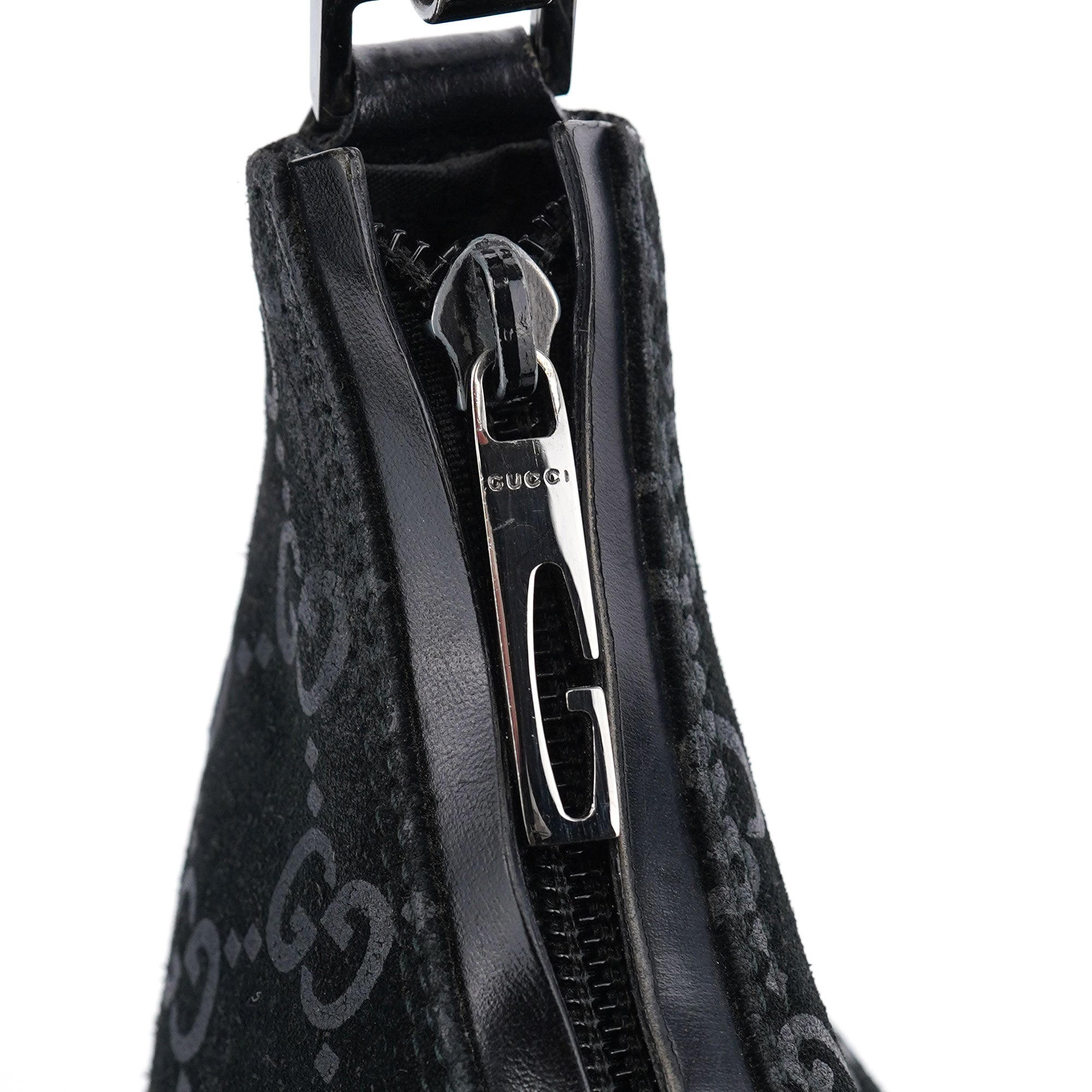 1997 Black GG Suede Shoulder Bag