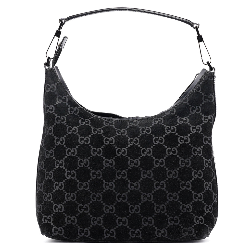 1997 Black GG Suede Shoulder Bag