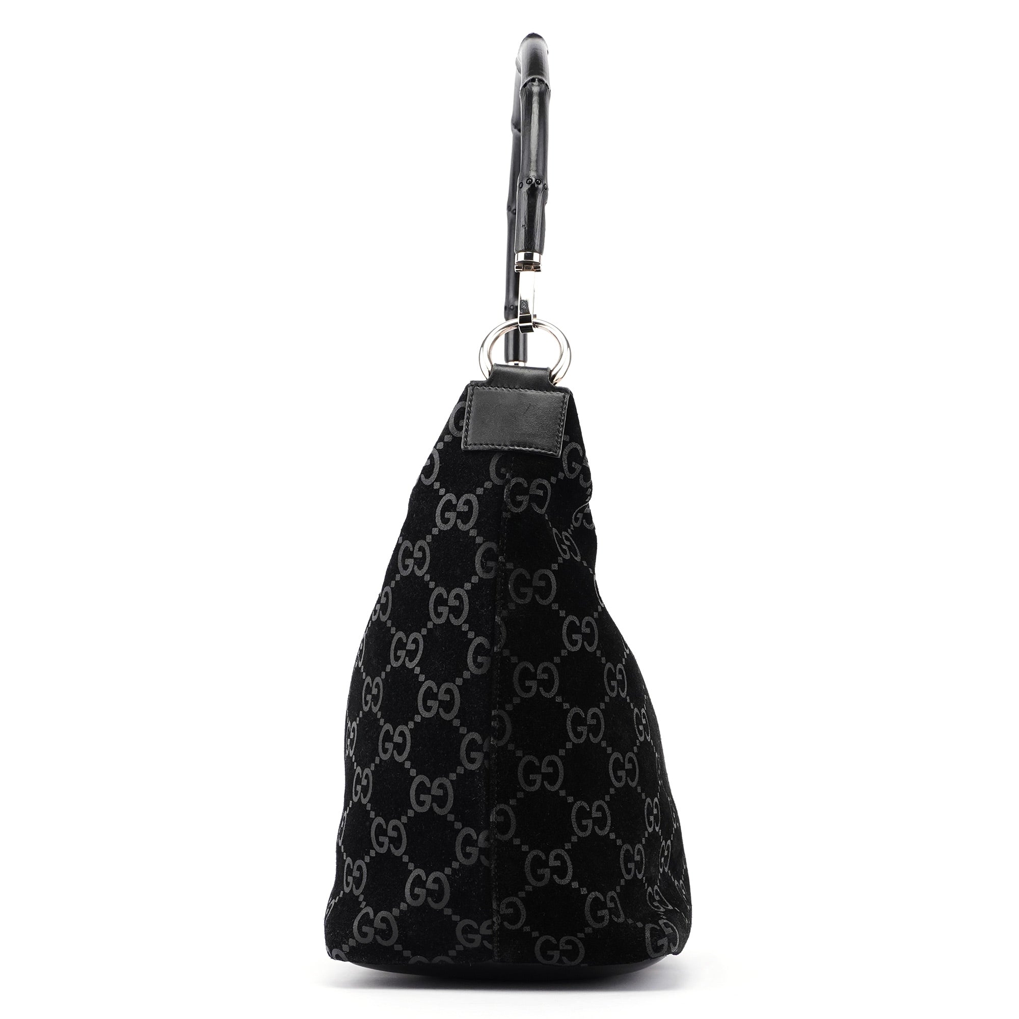 1997 Black Suede GG Bamboo Shoulder Bag