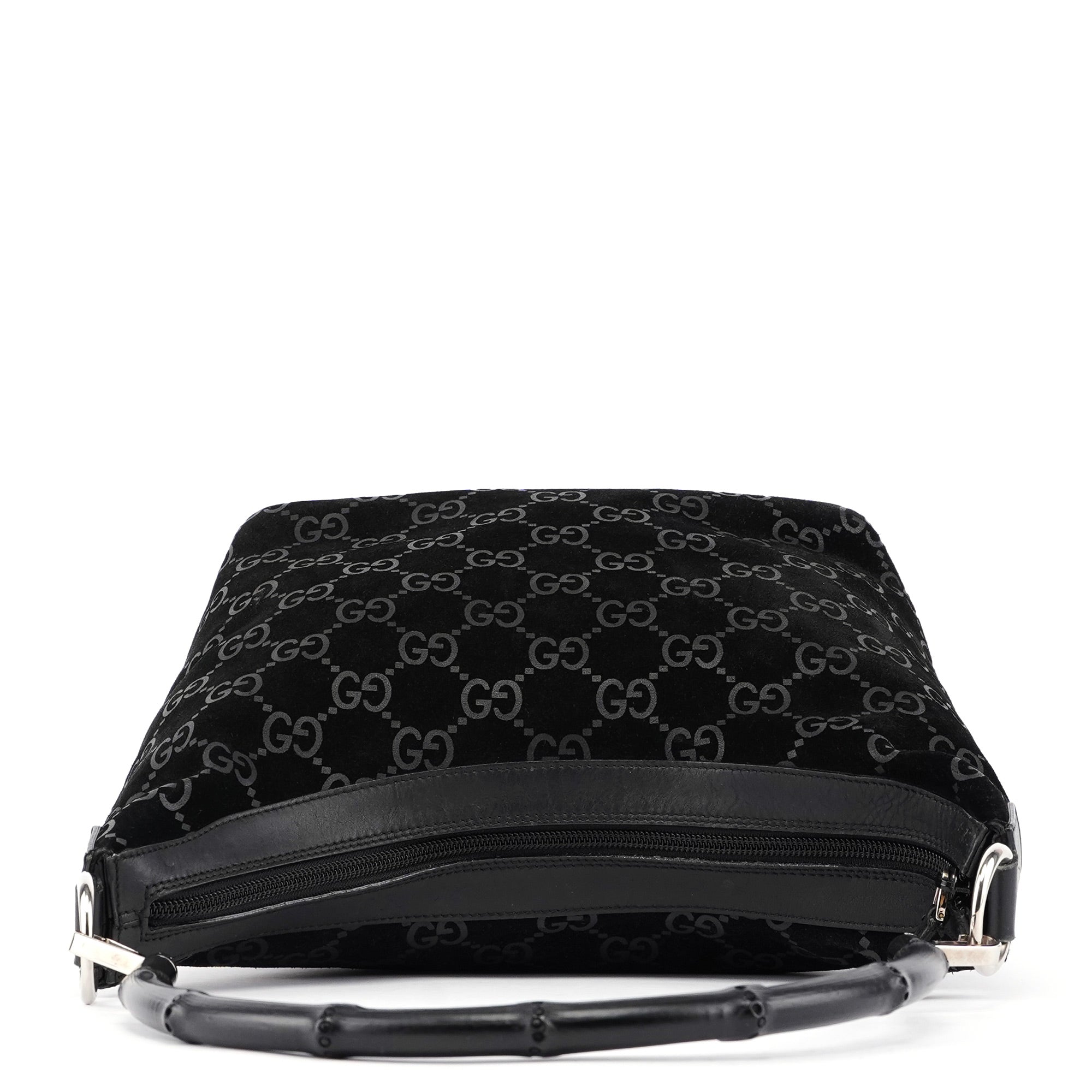1997 Black Suede GG Bamboo Shoulder Bag