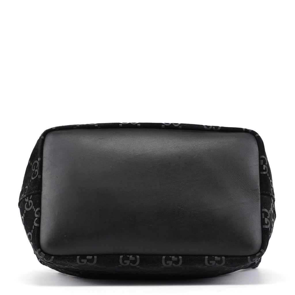 1997 Black Suede GG Bamboo Shoulder Bag