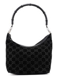 1997 Black Suede GG Bamboo Shoulder Bag