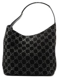 1997 Black Suede GG Hobo Shoulder Bag