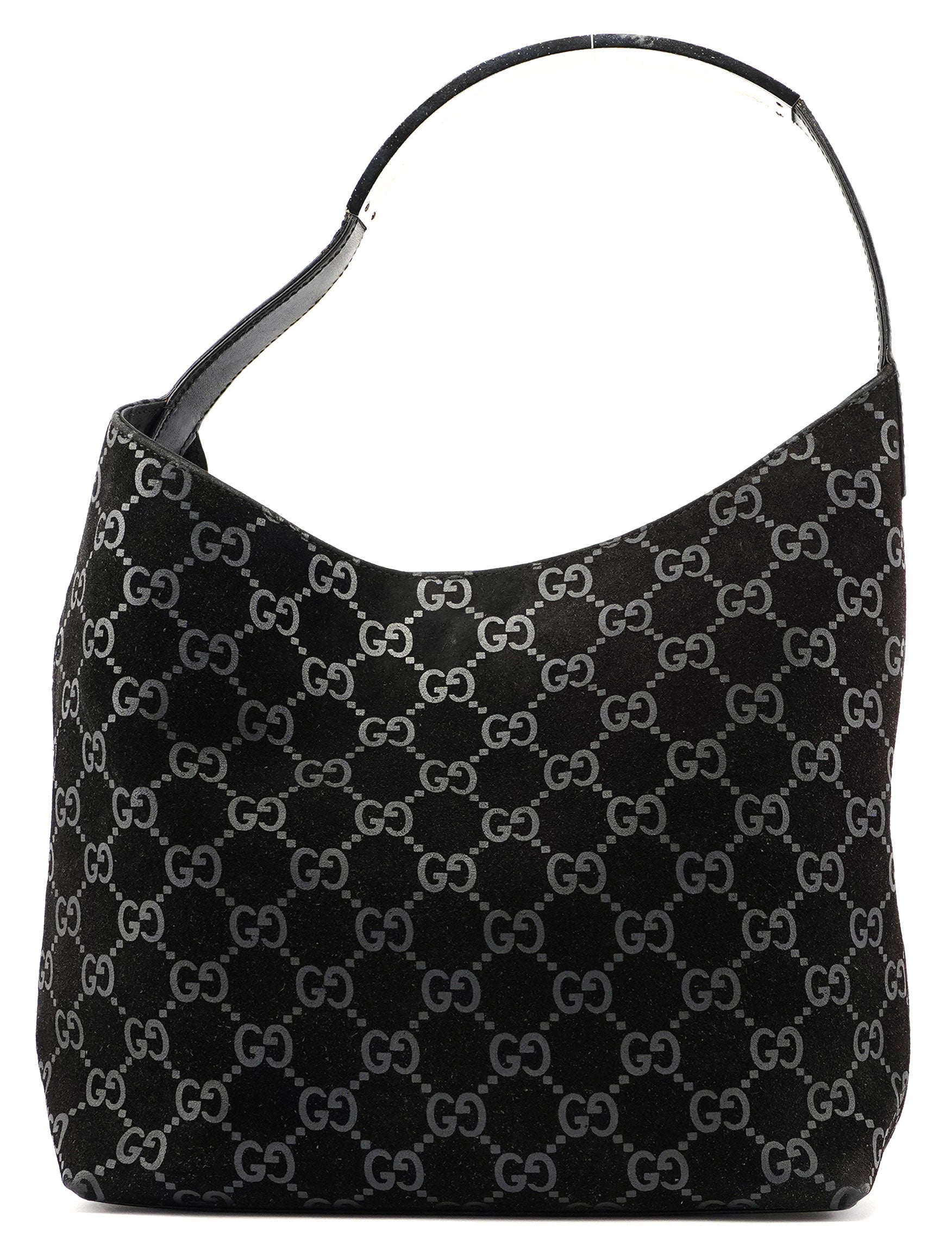 1997 Black Suede GG Hobo Shoulder Bag