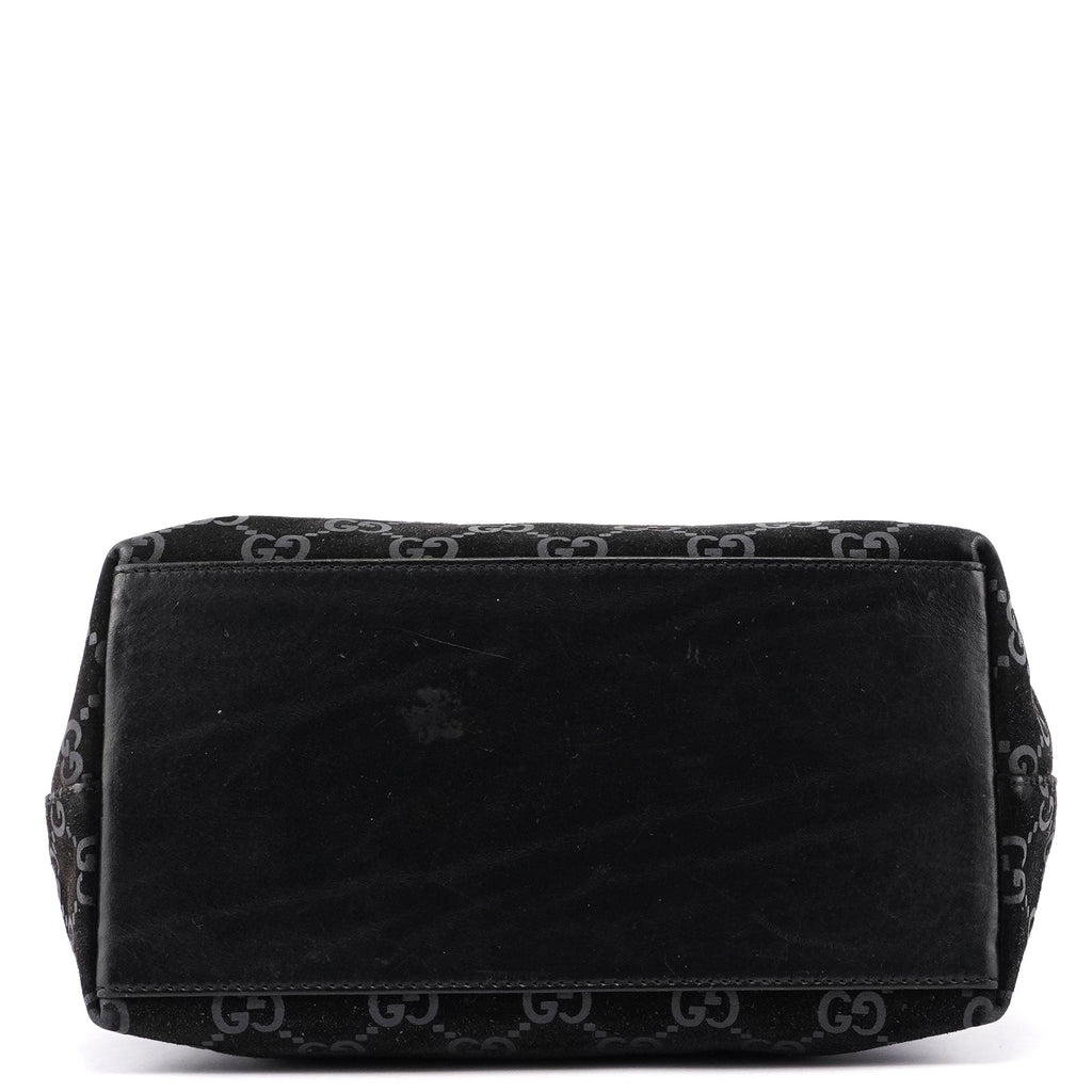 1997 Black Suede GG Hobo Shoulder Bag
