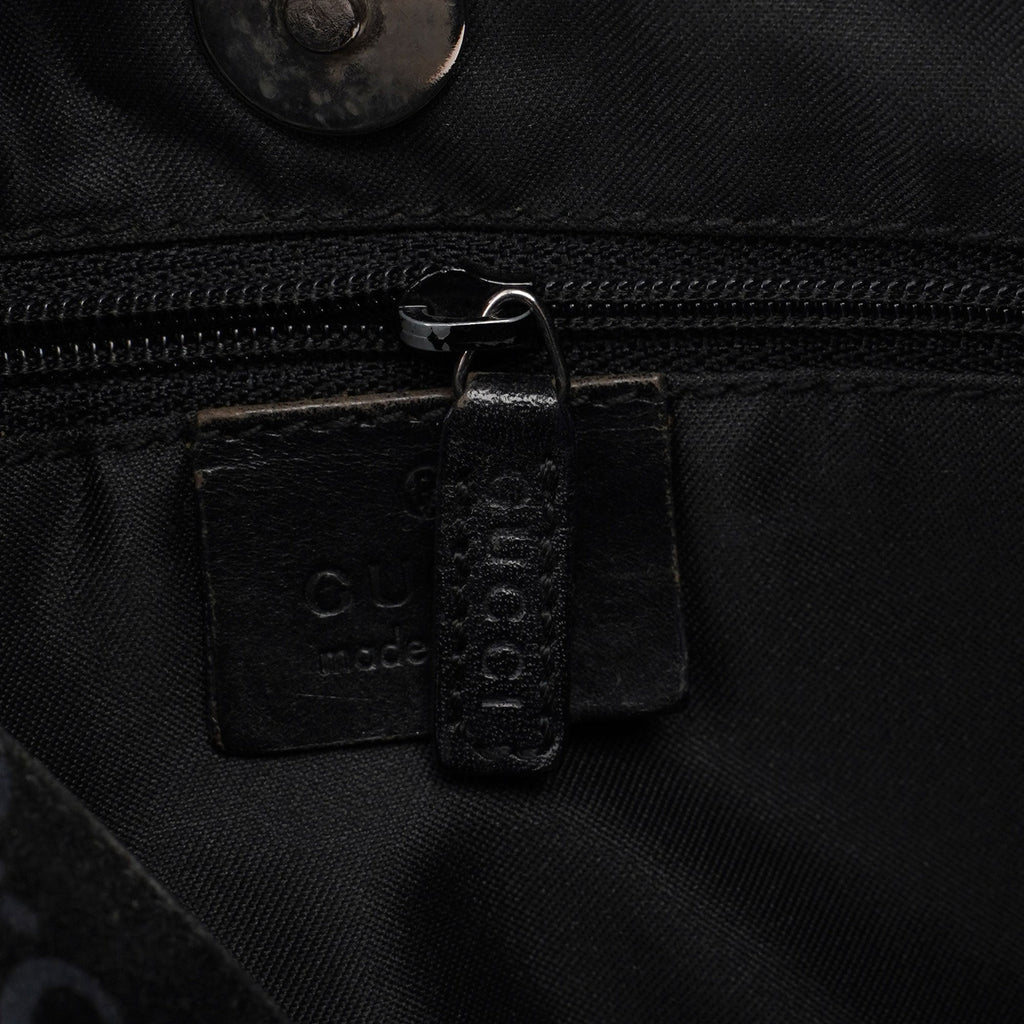 1997 Black Suede GG Hobo Shoulder Bag