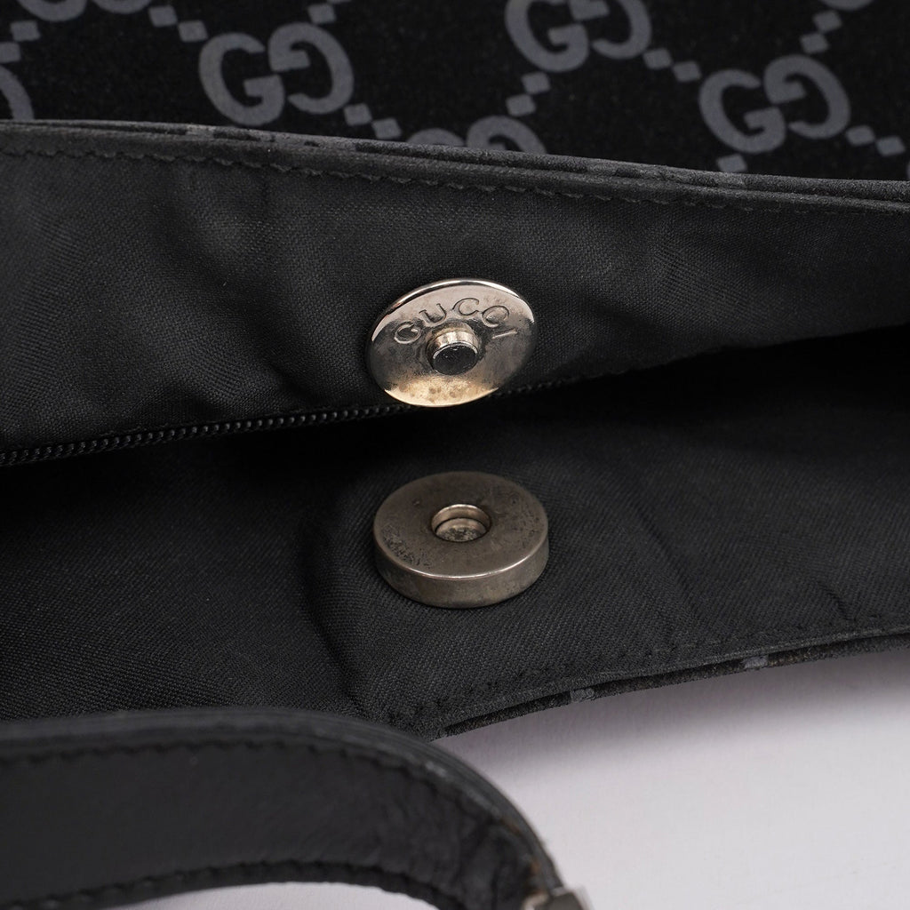 1997 Black Suede GG Hobo Shoulder Bag