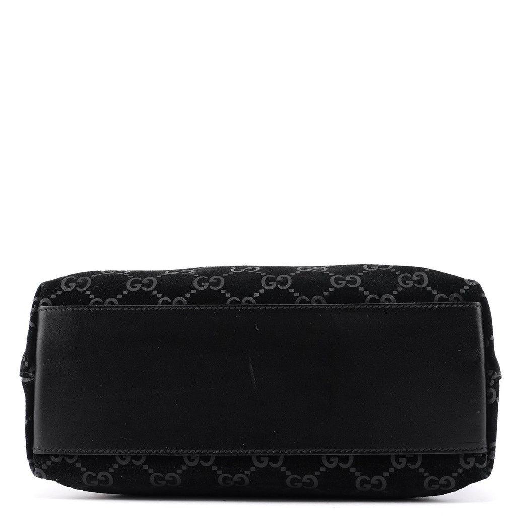 1997 Black Suede GG Hobo Shoulder Bag