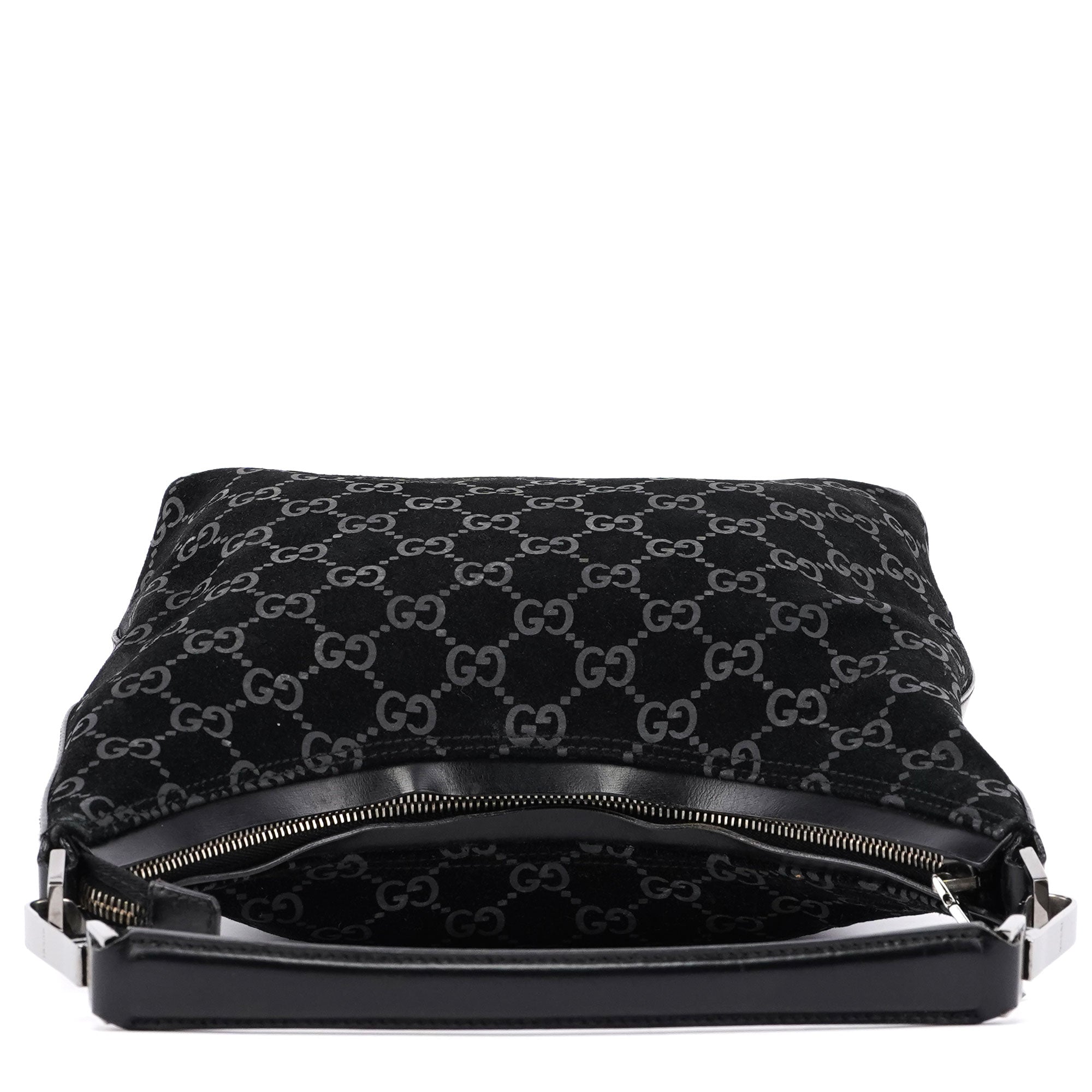1997 Black Suede GG Hobo Shoulder Bag