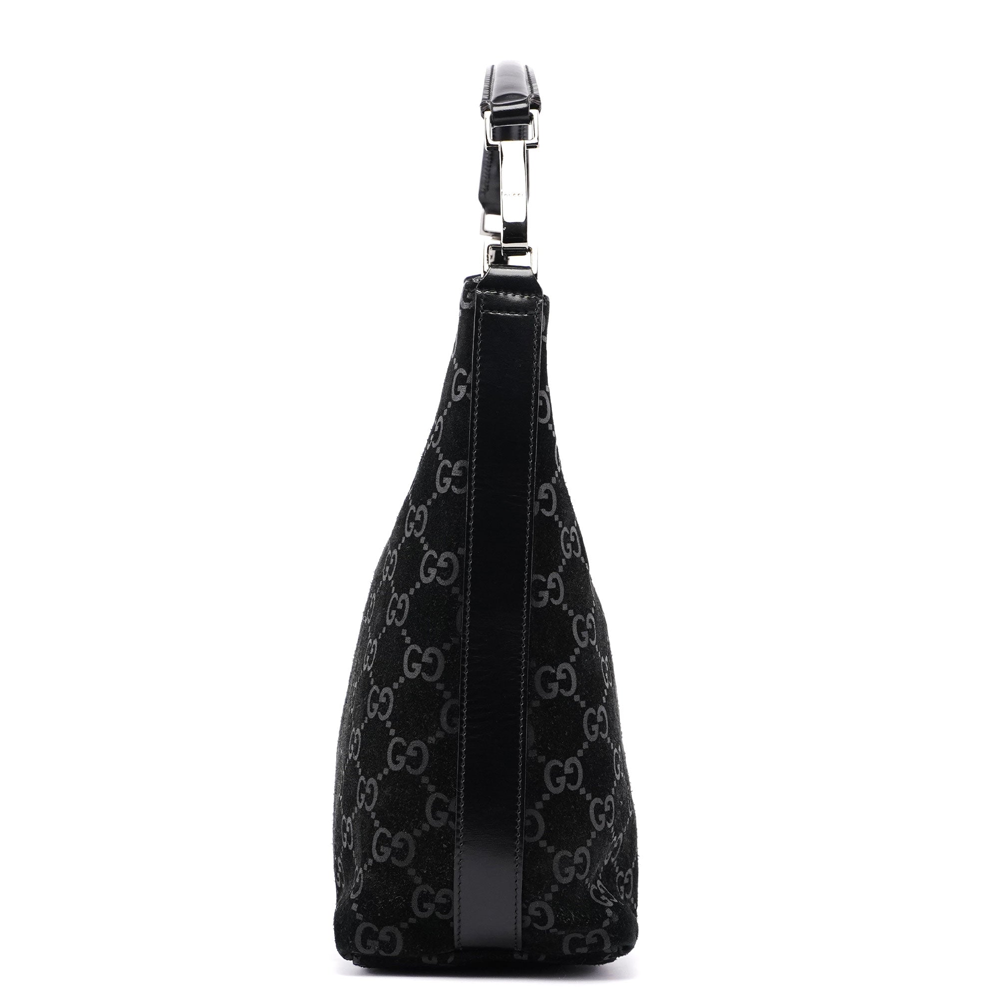 1997 Black Suede GG Hobo Shoulder Bag
