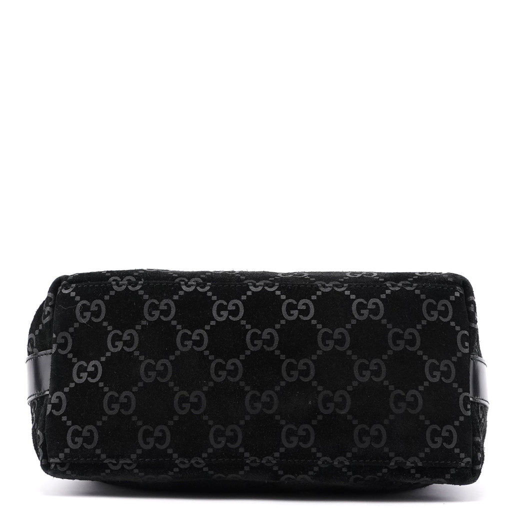 1997 Black Suede GG Hobo Shoulder Bag