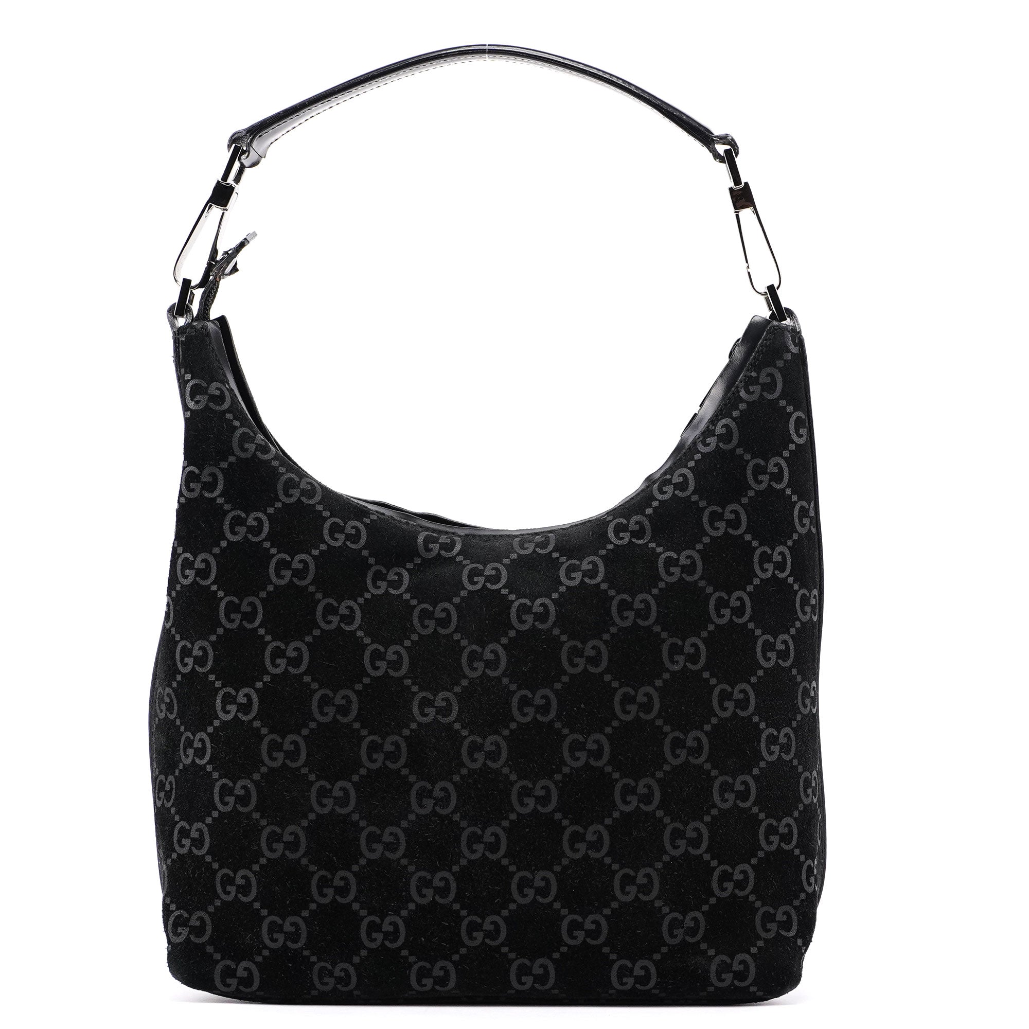 1997 Black Suede GG Hobo Shoulder Bag