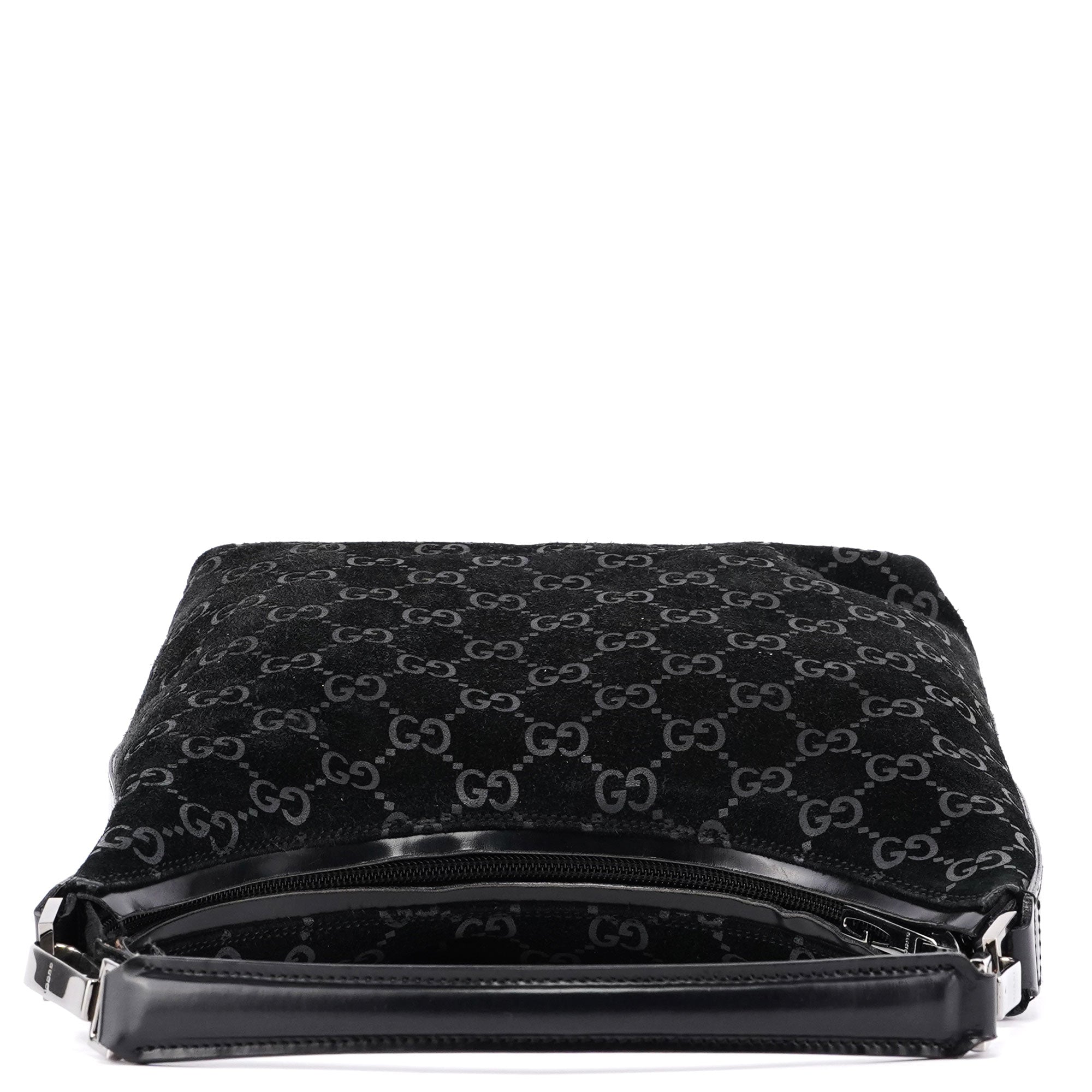 1997 Black Suede GG Hobo Shoulder Bag