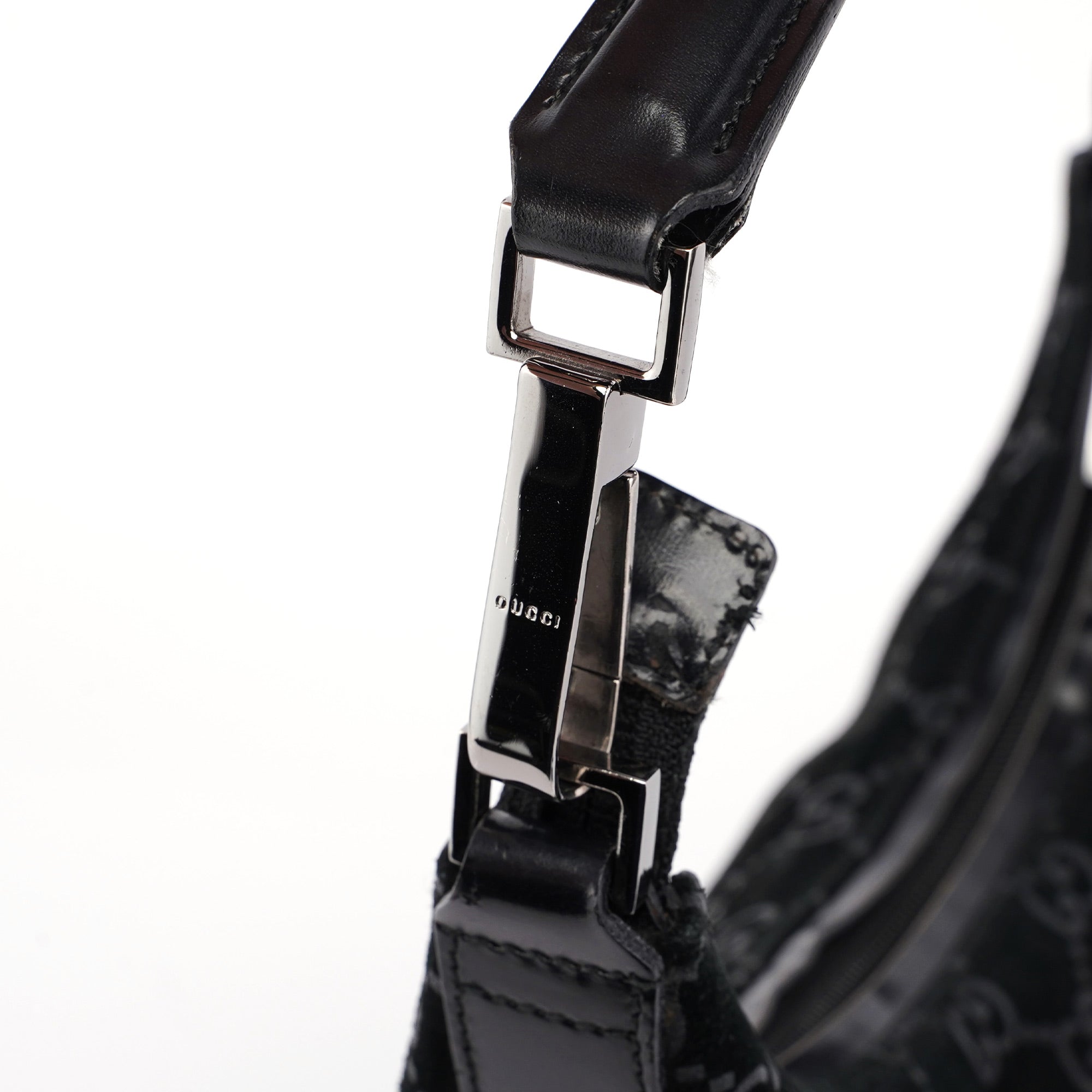 1997 Black Suede GG Hobo Shoulder Bag