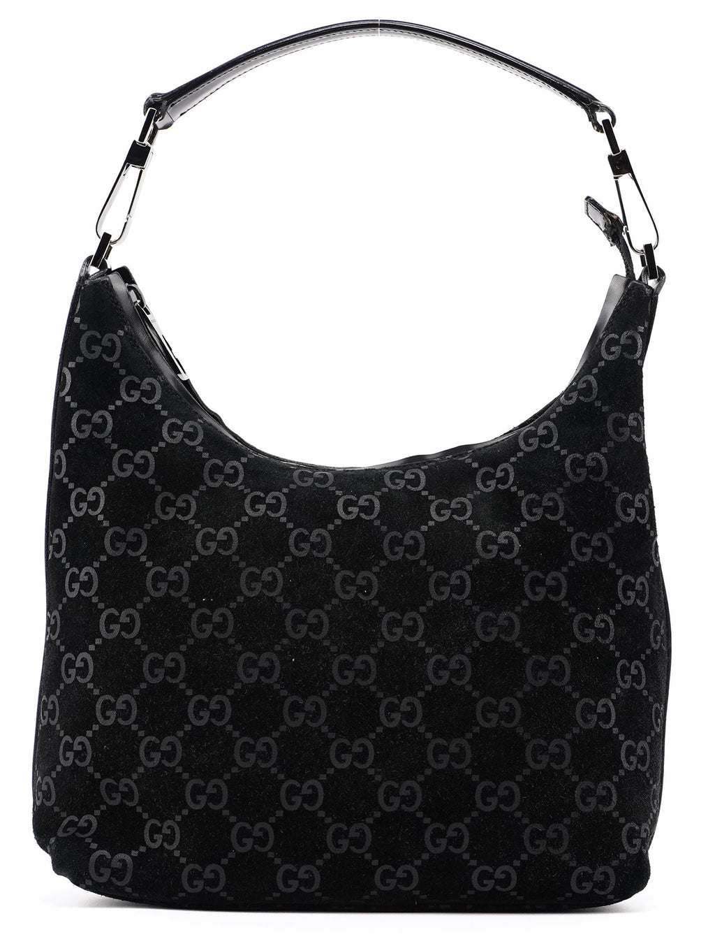 1997 Black Suede GG Hobo Shoulder Bag