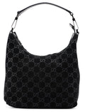 1997 Black Suede GG Hobo Shoulder Bag