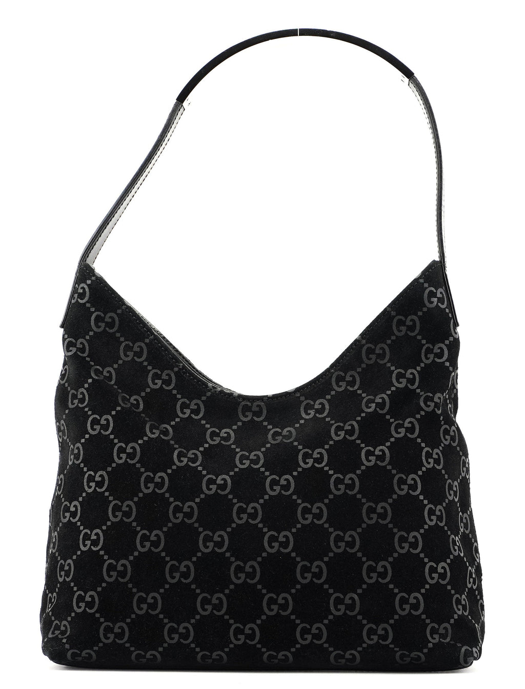 1997 Black Suede GG Hobo Shoulder Bag