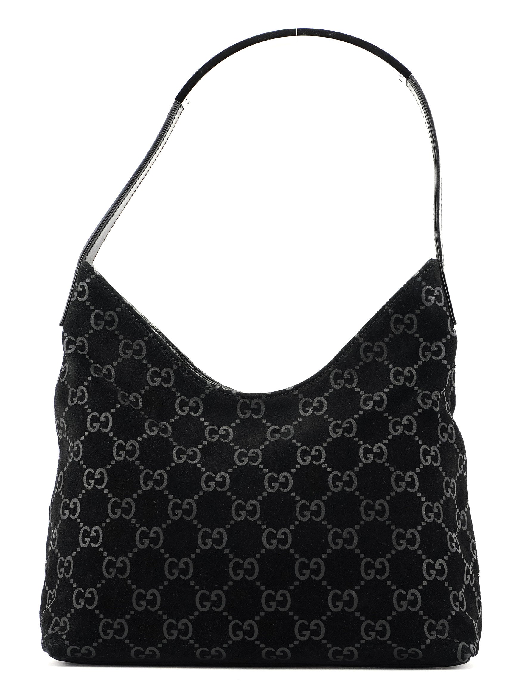 1997 Black Suede GG Hobo Shoulder Bag
