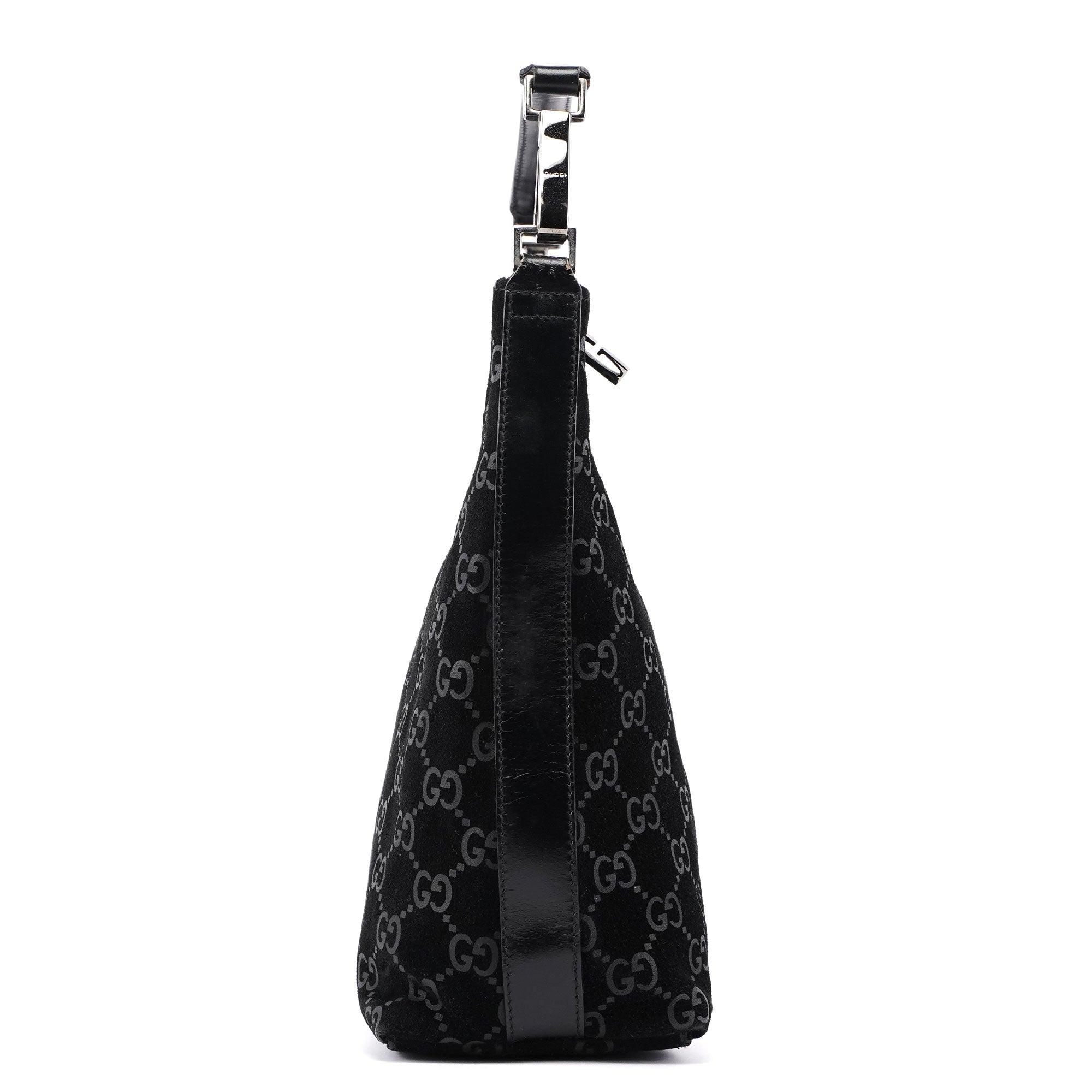 1997 Black Suede GG Hobo Shoulder Bag