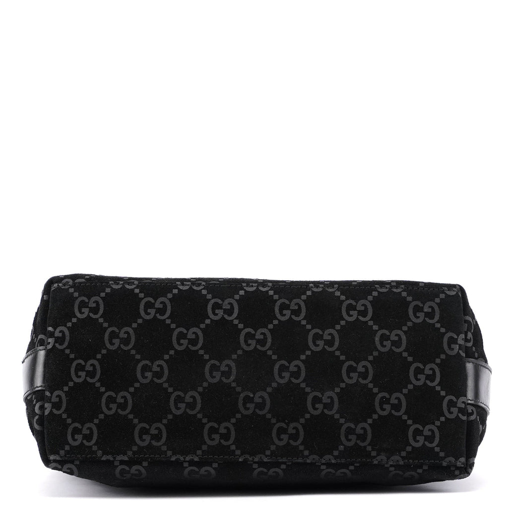 1997 Black Suede GG Hobo Shoulder Bag