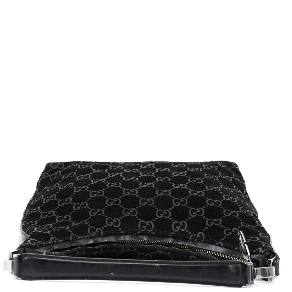 1997 Black Suede GG Hobo Shoulder Bag