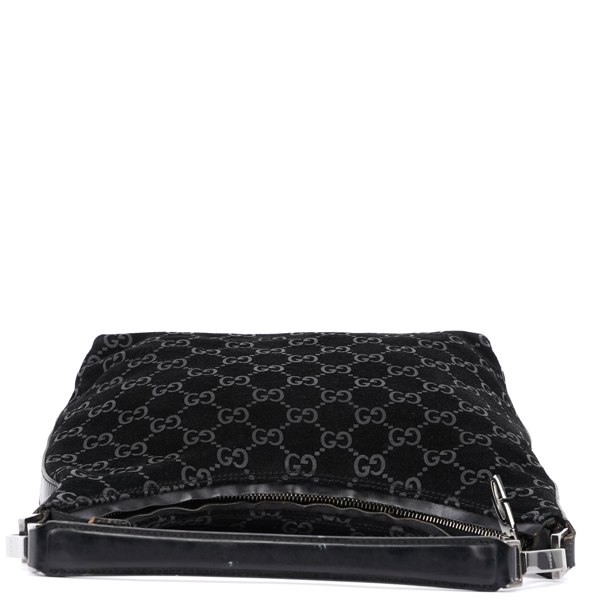 1997 Black Suede GG Hobo Shoulder Bag