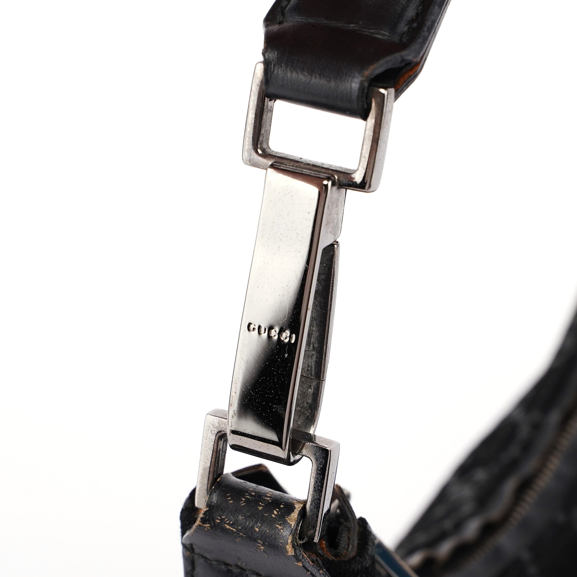 1997 Black Suede GG Hobo Shoulder Bag