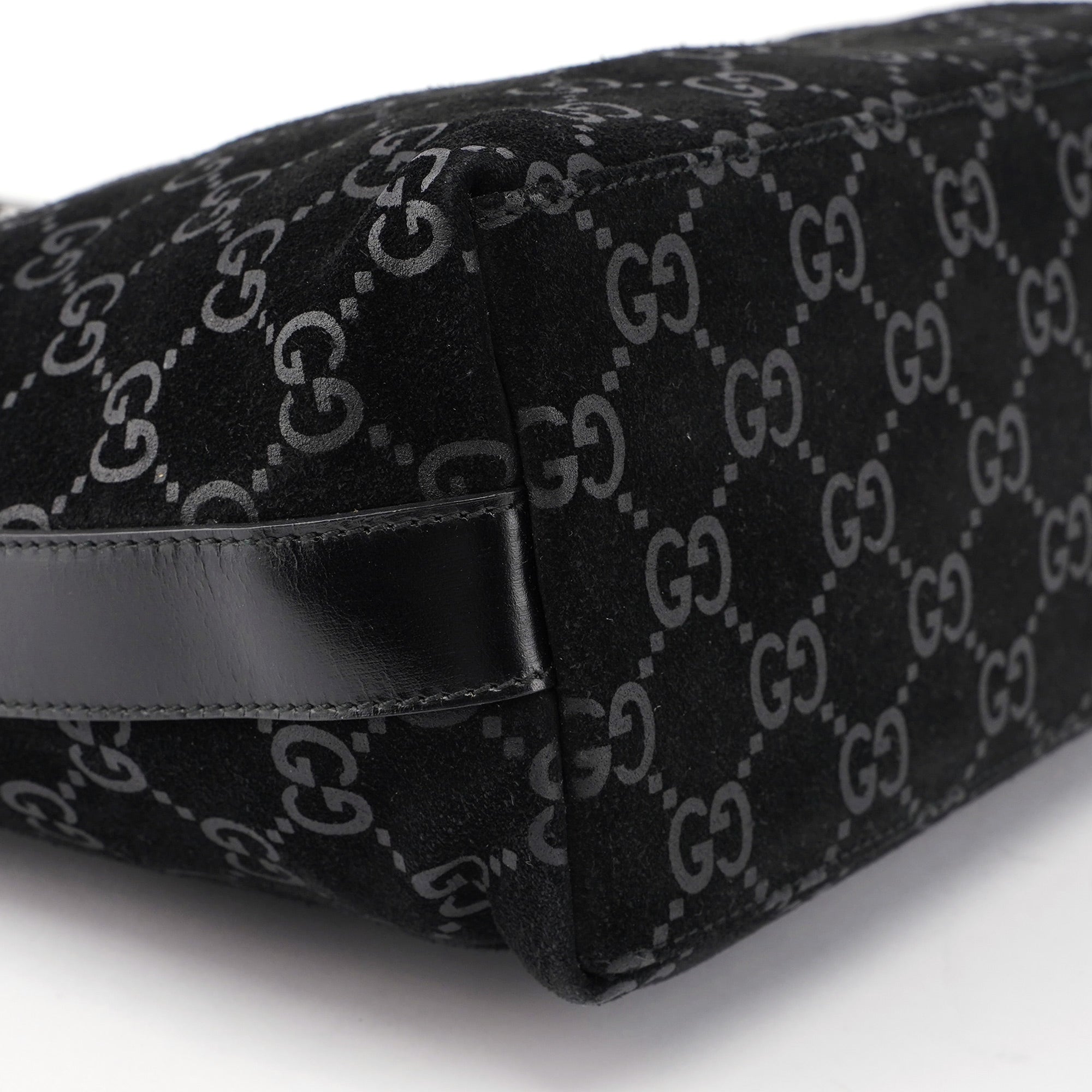 1997 Black Suede GG Hobo Shoulder Bag