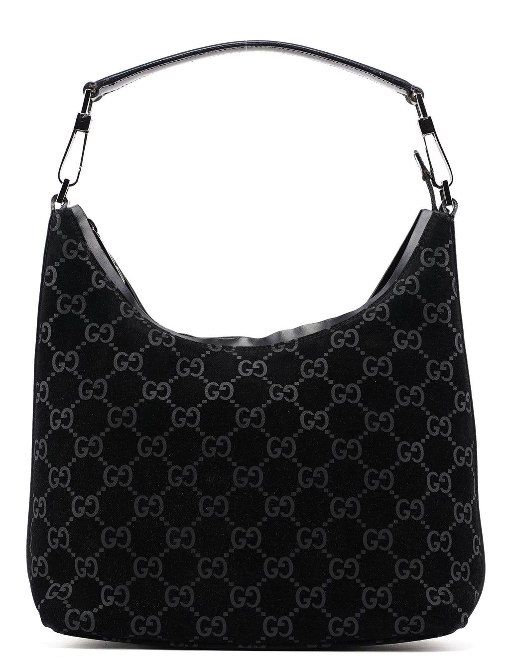 1997 Black Suede GG Hobo Shoulder Bag