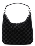 1997 Black Suede GG Hobo Shoulder Bag