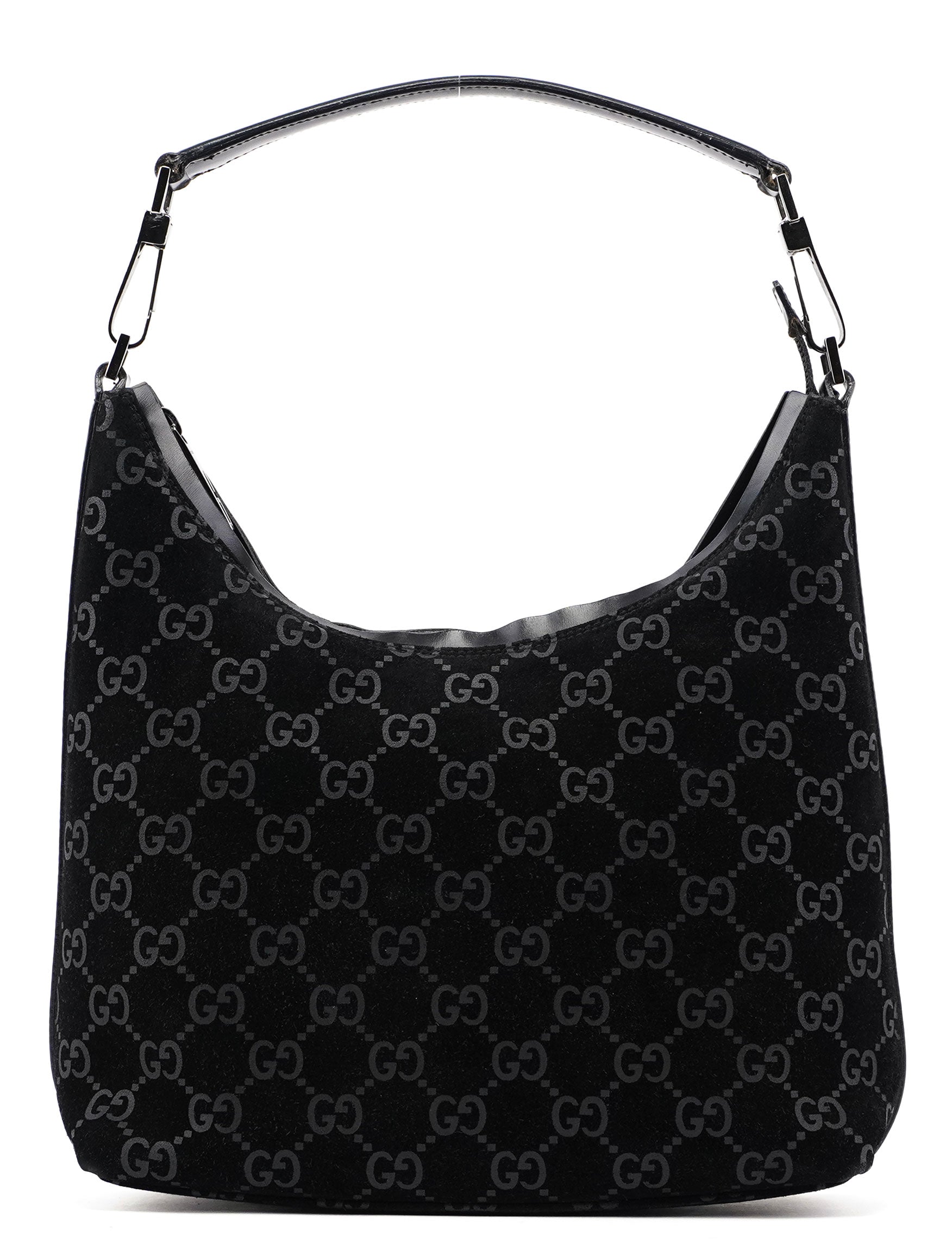 1997 Black Suede GG Hobo Shoulder Bag