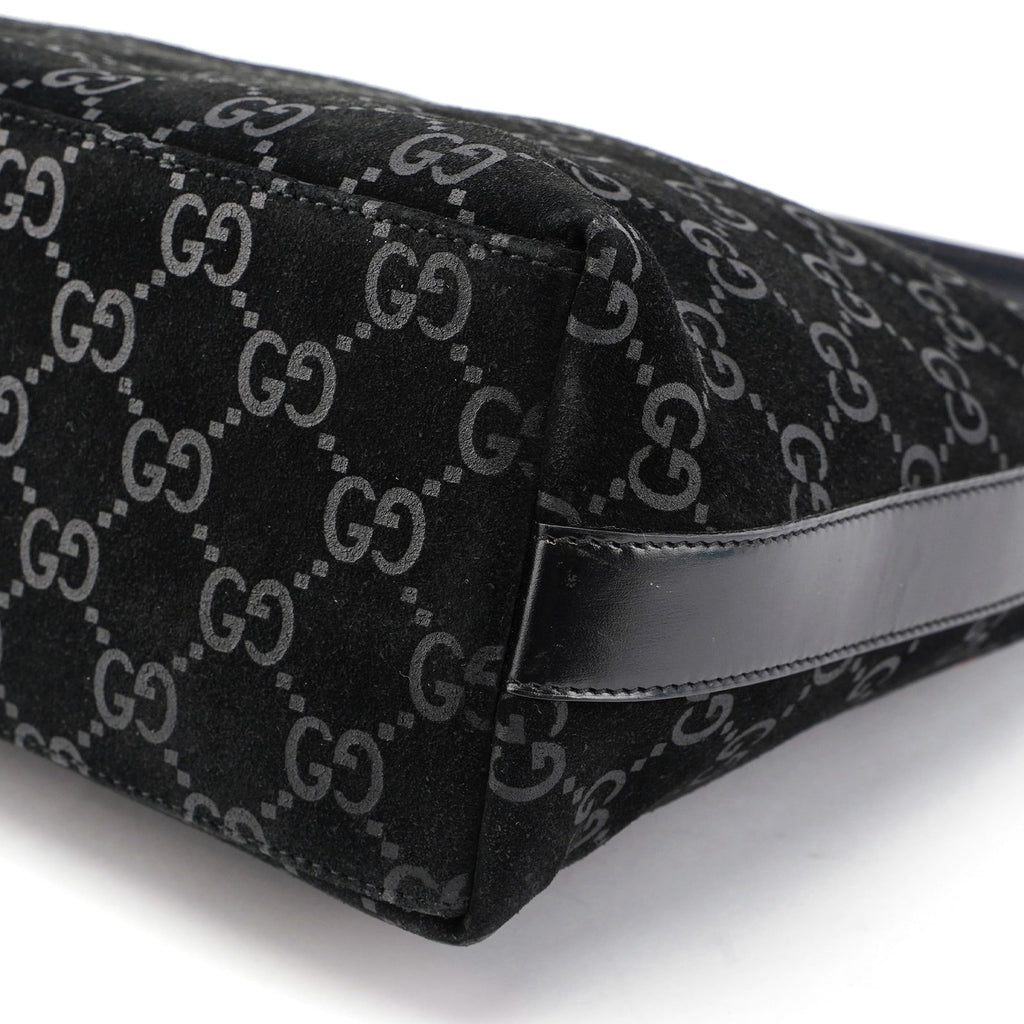 1997 Black Suede GG Hobo Shoulder Bag