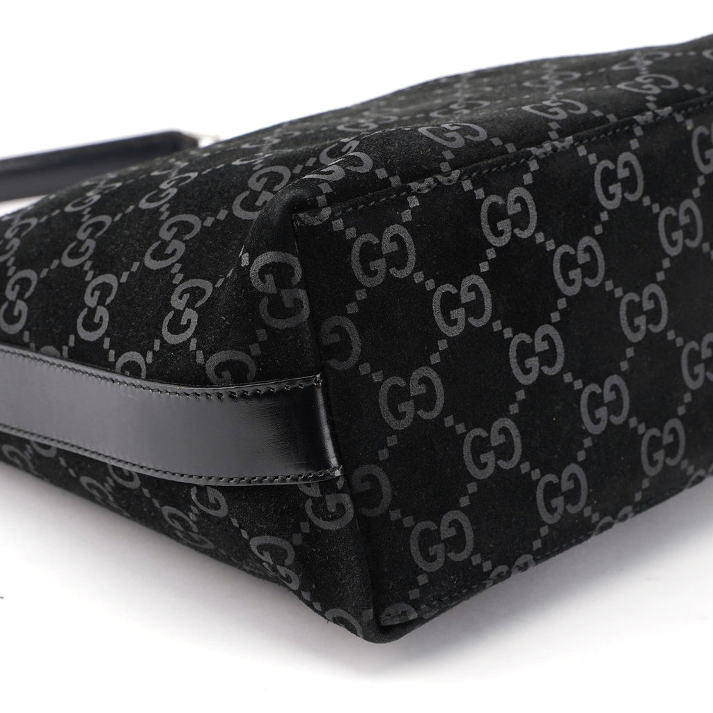 1997 Black Suede GG Hobo Shoulder Bag