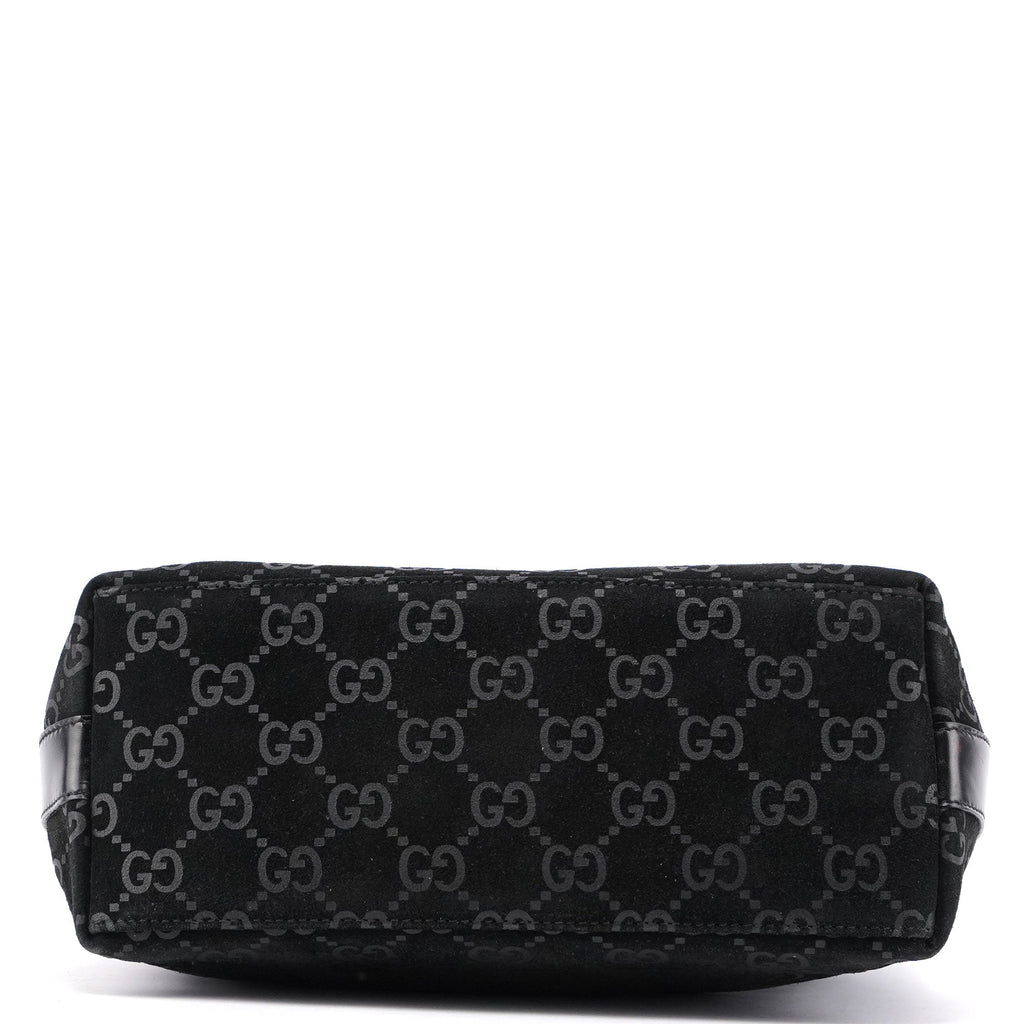1997 Black Suede GG Hobo Shoulder Bag