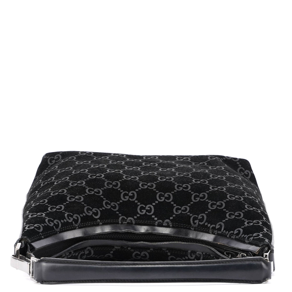 1997 Black Suede GG Hobo Shoulder Bag
