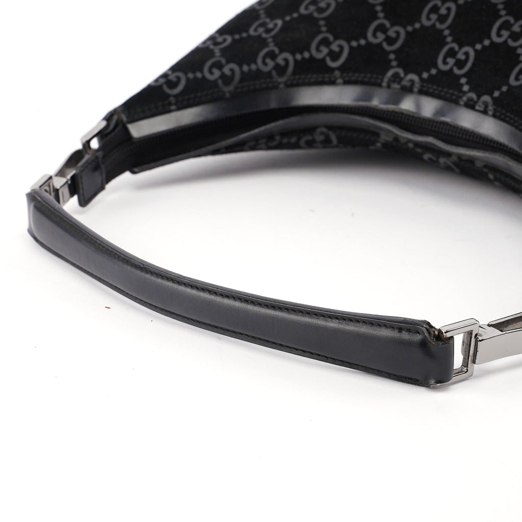 1997 Black Suede GG Hobo Shoulder Bag