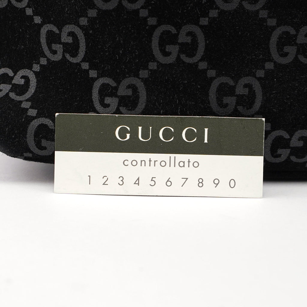1997 Black Suede GG Hobo Shoulder Bag