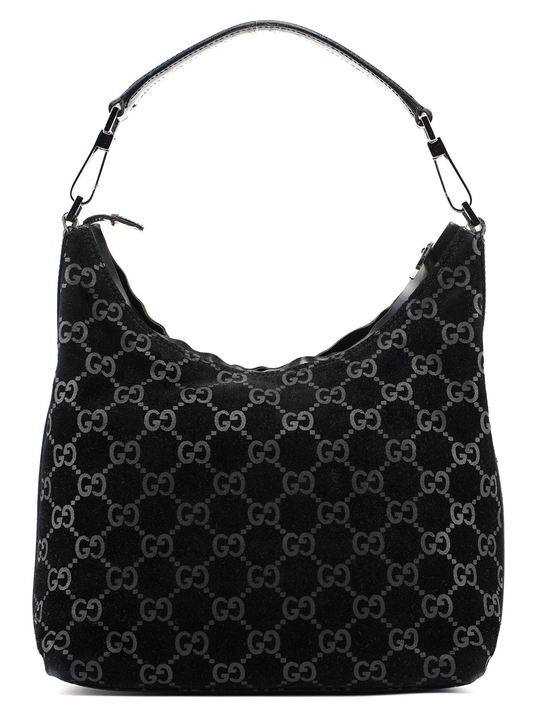 1997 Black Suede GG Shoulder Bag