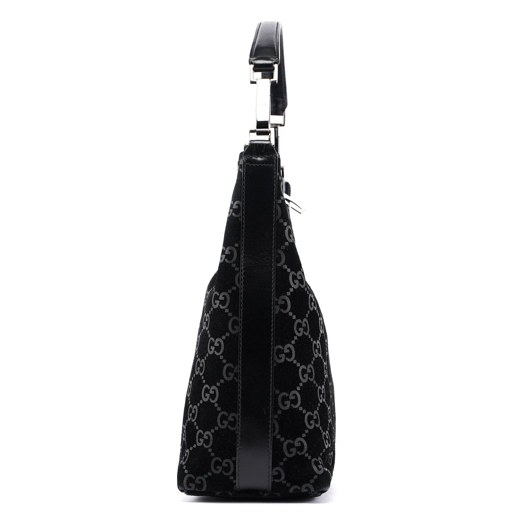 1997 Black Suede GG Shoulder Bag